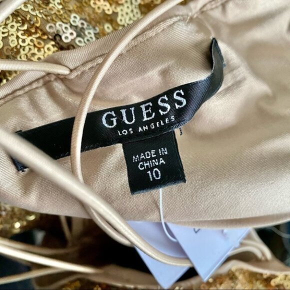 Guess NWT LS Klara Gold Sequin Long Sleeve Dress - Picture 8 of 10